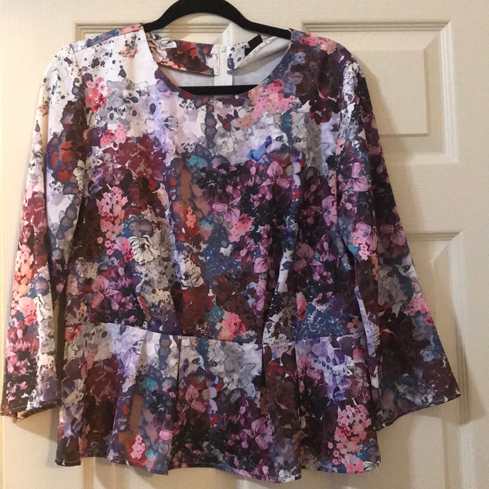 Floral, multicolored peplum blouse